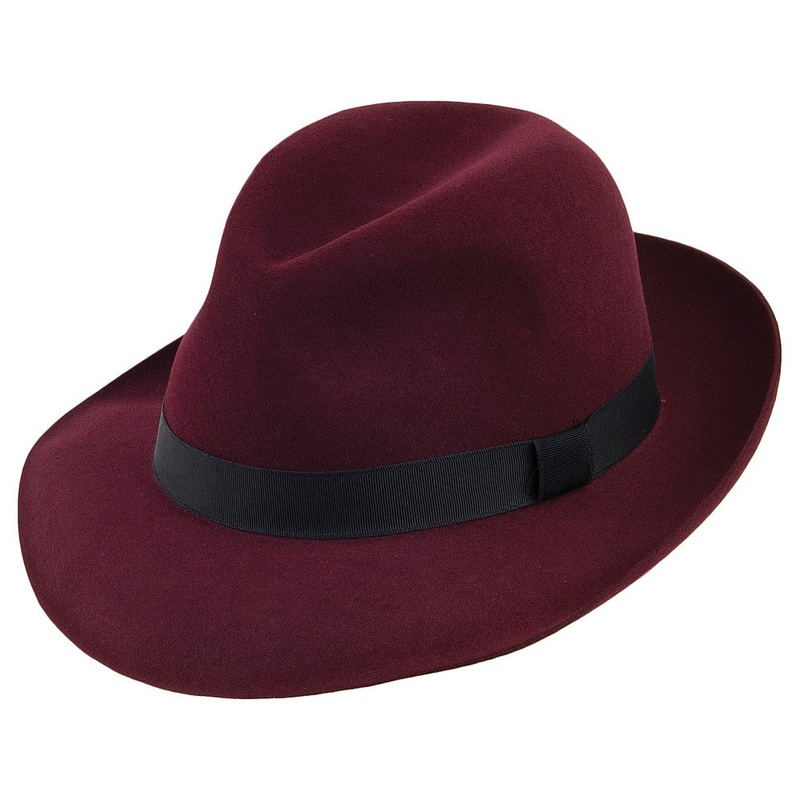 Christys Hats Foldaway Fur Felt Fedora Hat – Wine 55