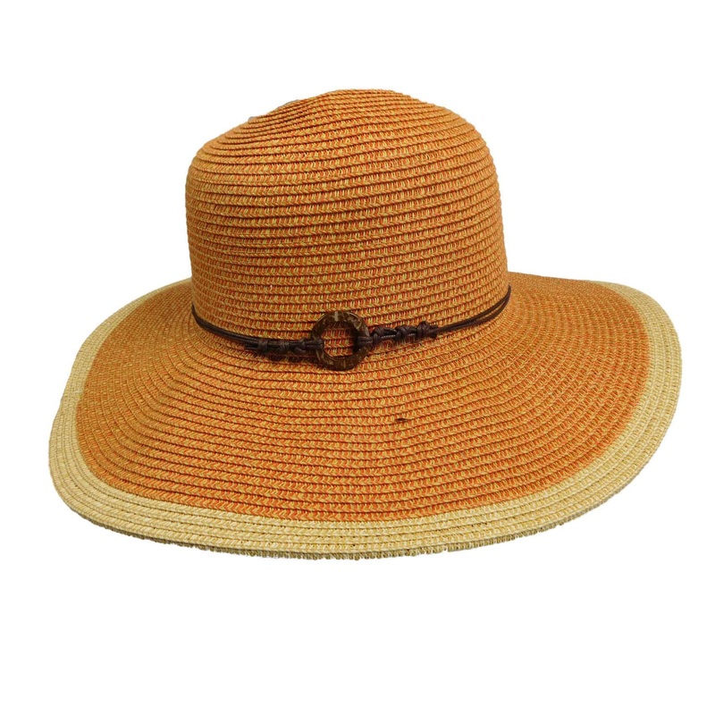 Flat Brim Sun Hat with Contrast Edge Aqua