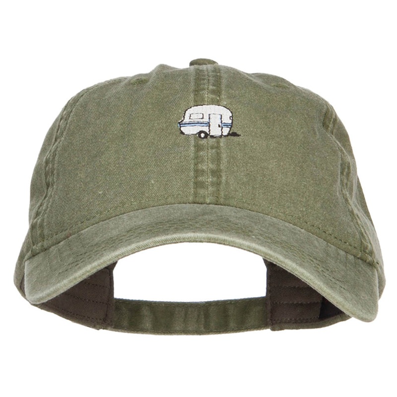Mini Camper Embroidered Washed Cap Olive Green One Size