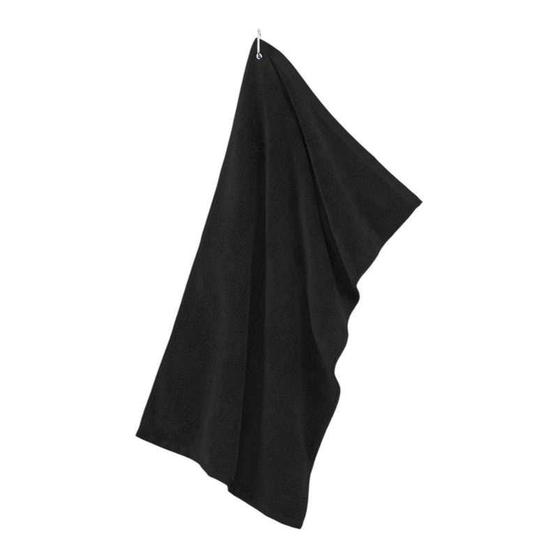 Port Authority TW530 Grommeted Microfiber Golf Towel Black