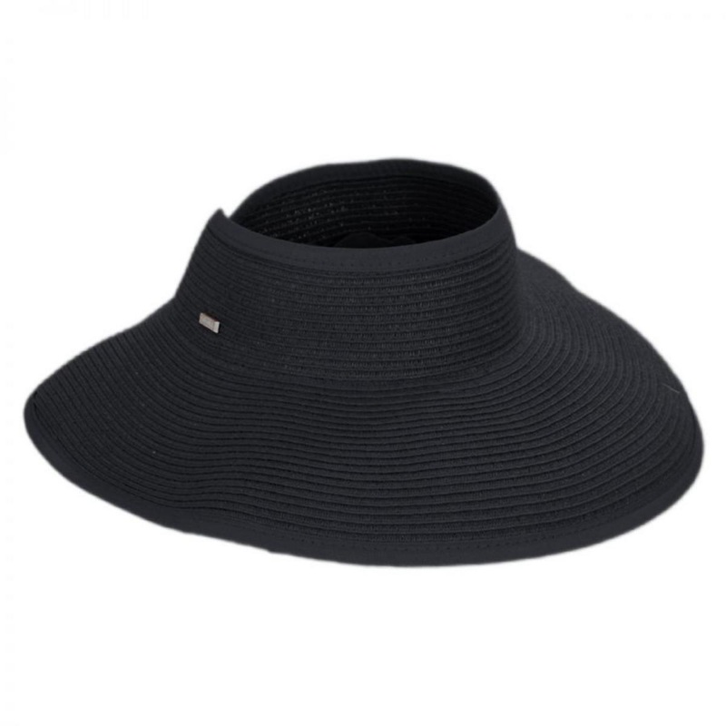 Roll Up Toyo Straw Visor BLACK ONE SIZE FITS MOST