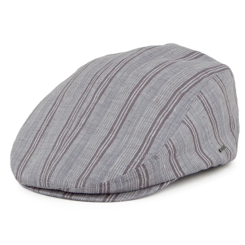 Bailey Hats Fleet Striped Flat Cap – Grey S