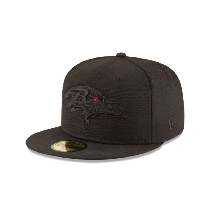 Baltimore Ravens Black On Black 59FIFTY Fitted Hat 6 7/8