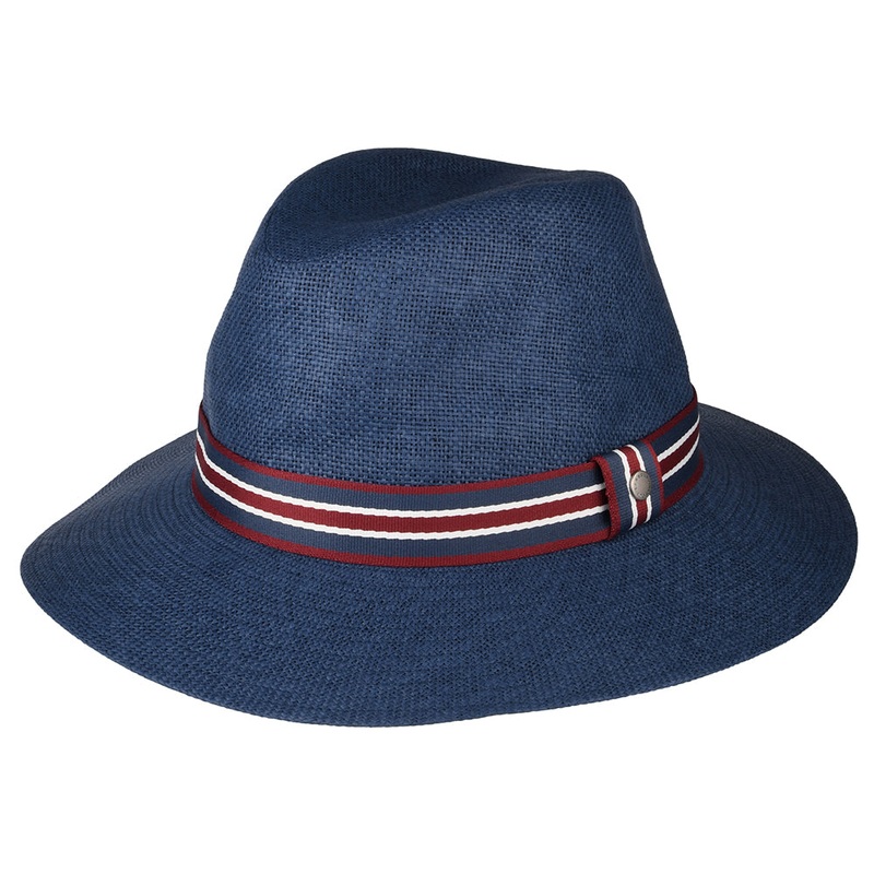 Barbour Hats Rothbury Toyo Straw Fedora Hat – Navy Blue S