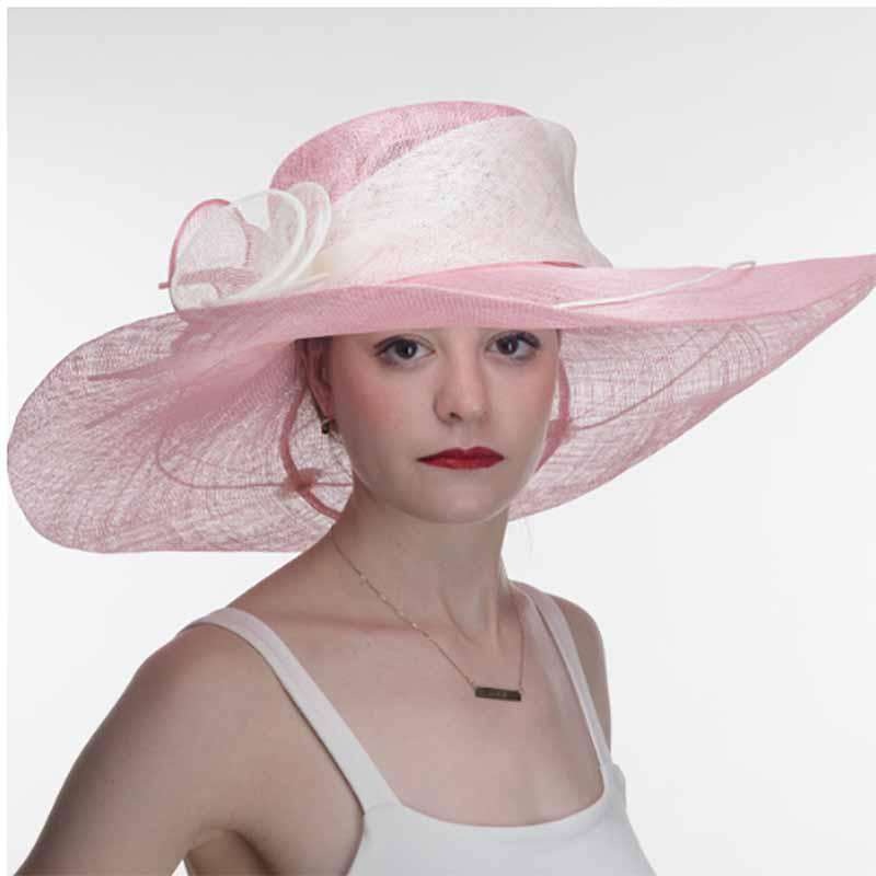 Callalily Adorned Pink and Ivory Large Brim Sinamay Hat – KaKyCO Pink and Ivory