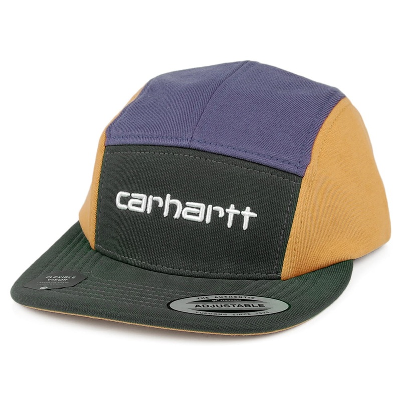 Carhartt WIP Hats Tricol 5 Panel Cap – Teal-Yellow-Purple Adjustable
