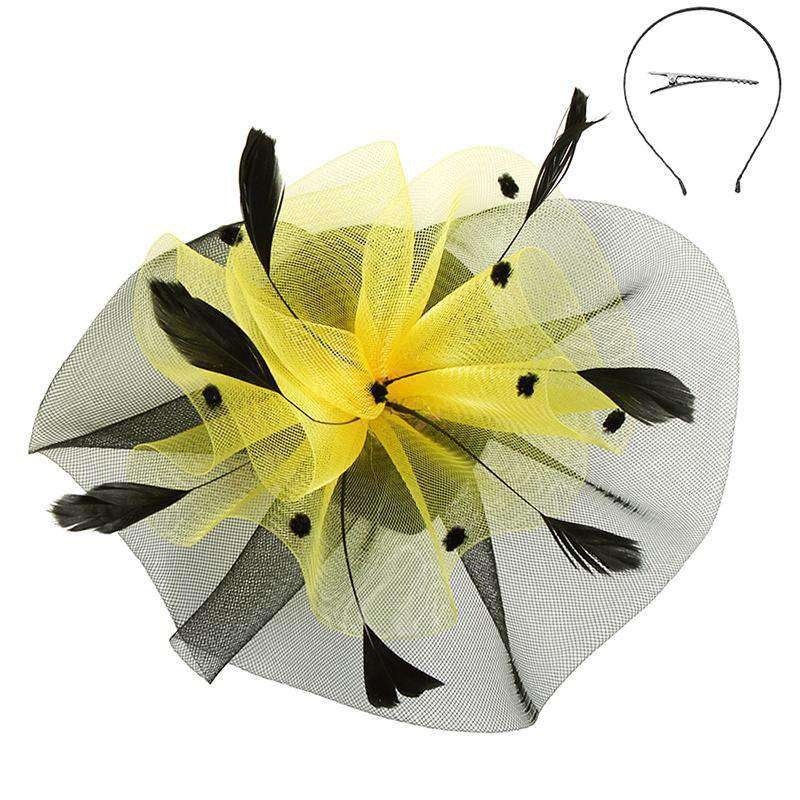 Dotted Ruffle Mesh Fascinator Yellow