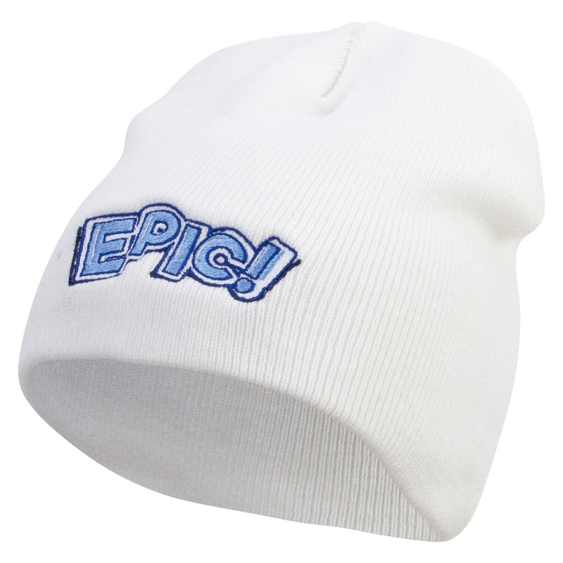 Epic! Embroidered 8 Inch Short Beanie White One Size