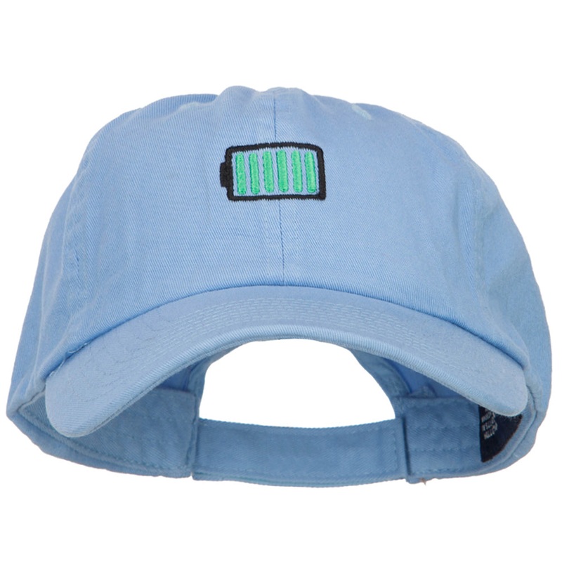 Full Battery Symbol Embroidered Cotton Cap Sky Blue One Size