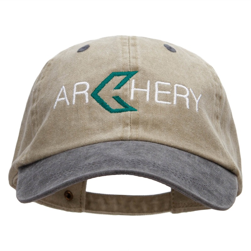 Green Arrow Archery Embroidered Pigment Dyed Wash Caps Khaki Black One Size
