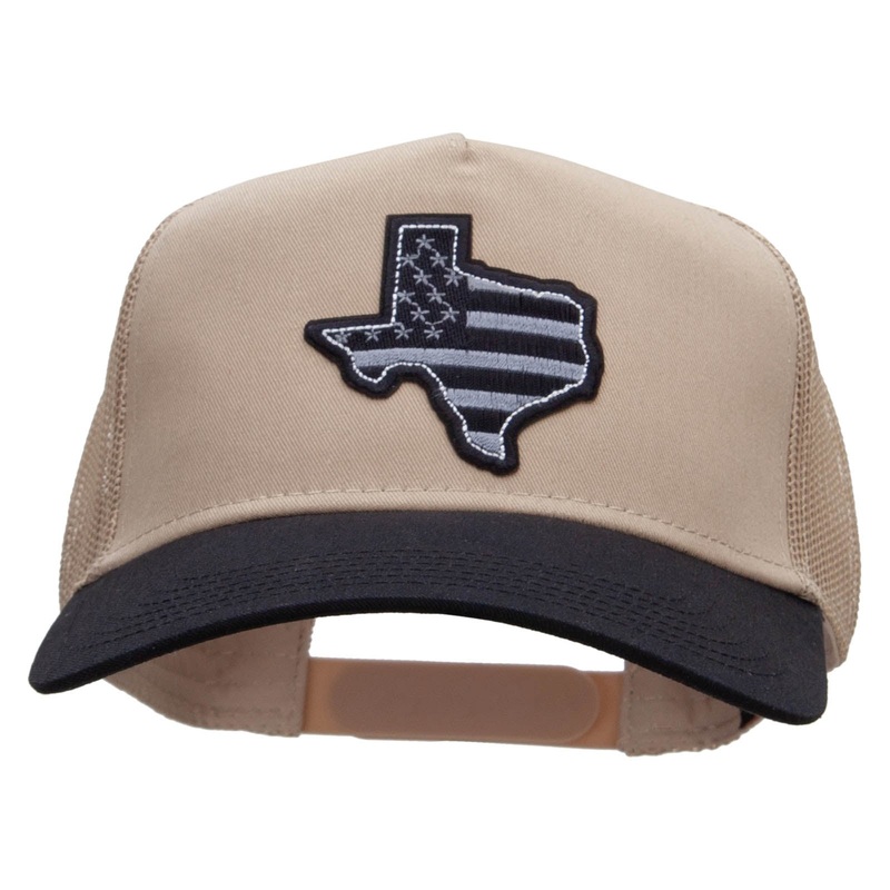 Grey Texas State Two Tone Cotton Twill 5 panel Mesh Back Cap Black Khaki One Size