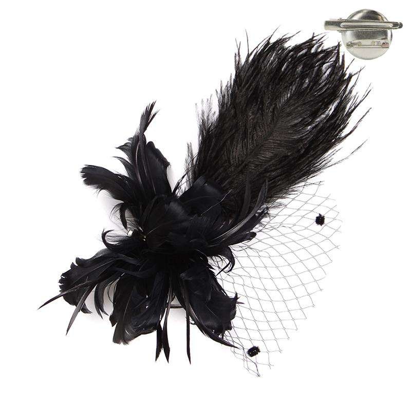 Long Feather Fascinator – Brooch Clip Purple