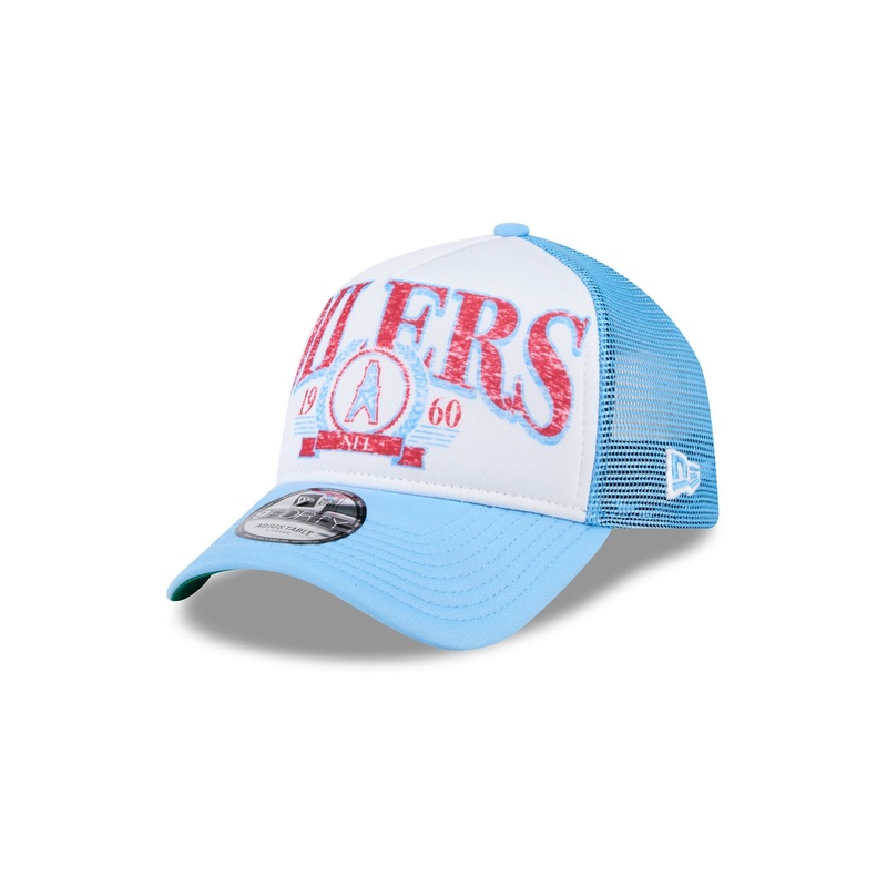 Oilers Distressed 9FORTY A-Frame Trucker Hat One Size