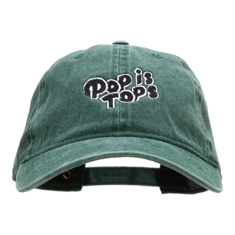 Pop is Tops Embroidered Washed Pigment Dyed Cap Dark Green One Size