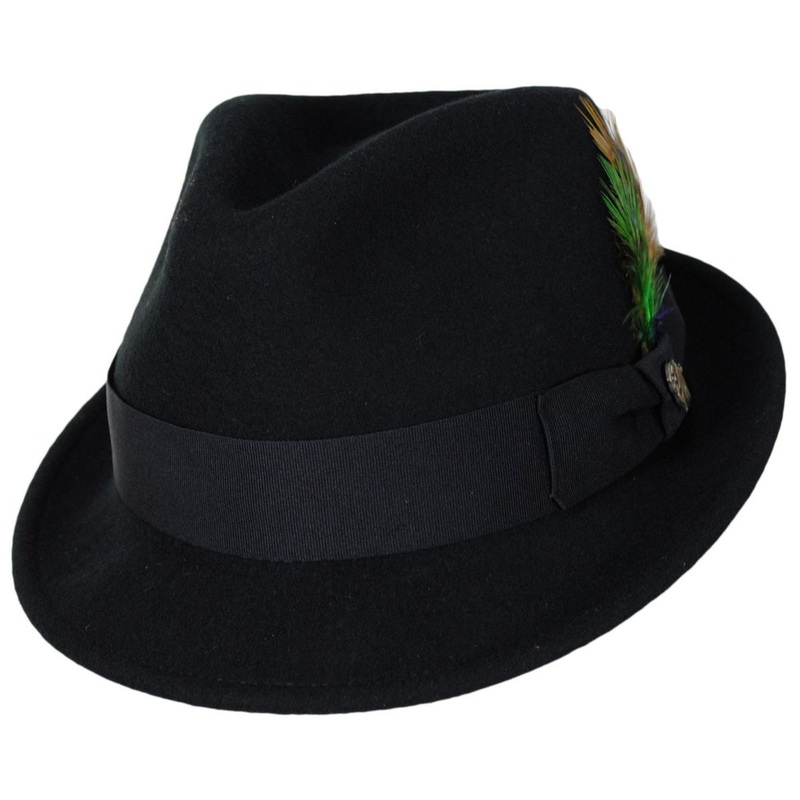 Roma Wool Felt Stingy Brim Fedora Hat BLACK S