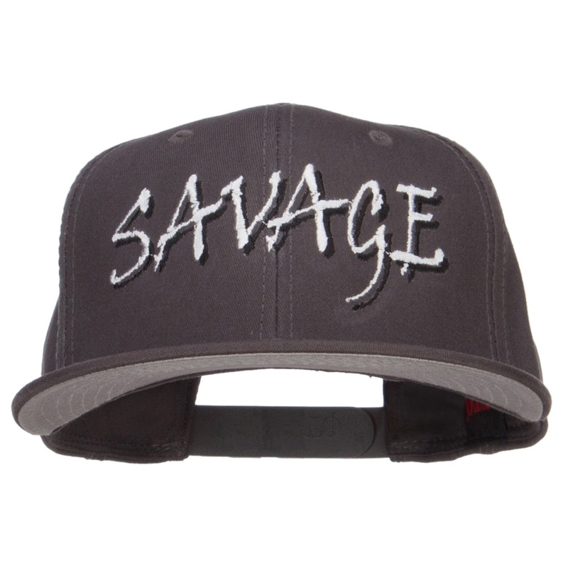 Savage Embroidered Cotton Snapback Charcoal One Size