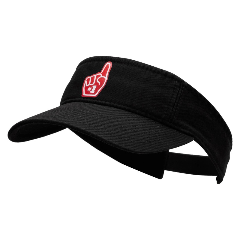 #1 Finger Heat Transfer Pro Style Cotton Twill Washed Visor Black One Size