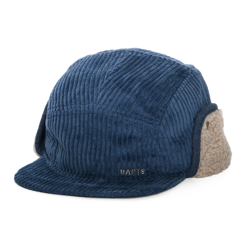 Barts Hats Rayner Corduroy 5 Panel Cap with Earflaps – Navy Blue 1-Size