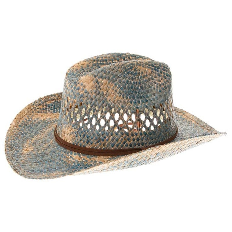 Blue Stain Seagrass Cowboy Hat – Boardwalk Hats Blue Large (59 cm)
