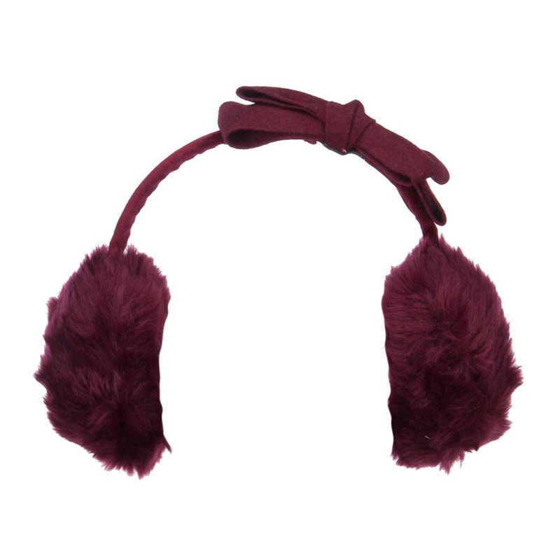 Faux Fur Felt Bow Ear Muff Black One Size