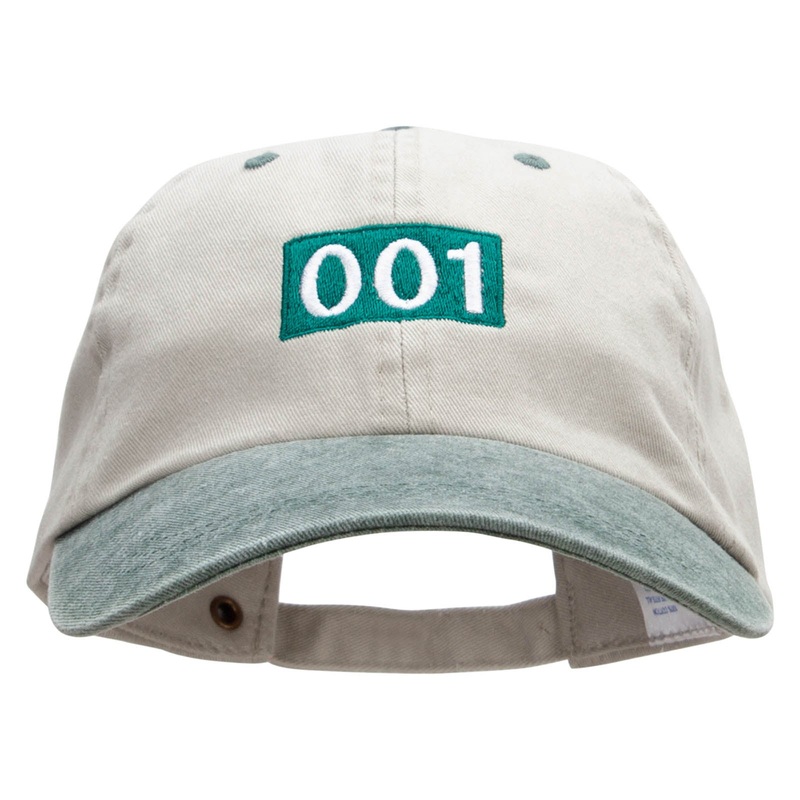Number Patch Embroidered Pigment Dyed Wash Caps Beige Green One Size