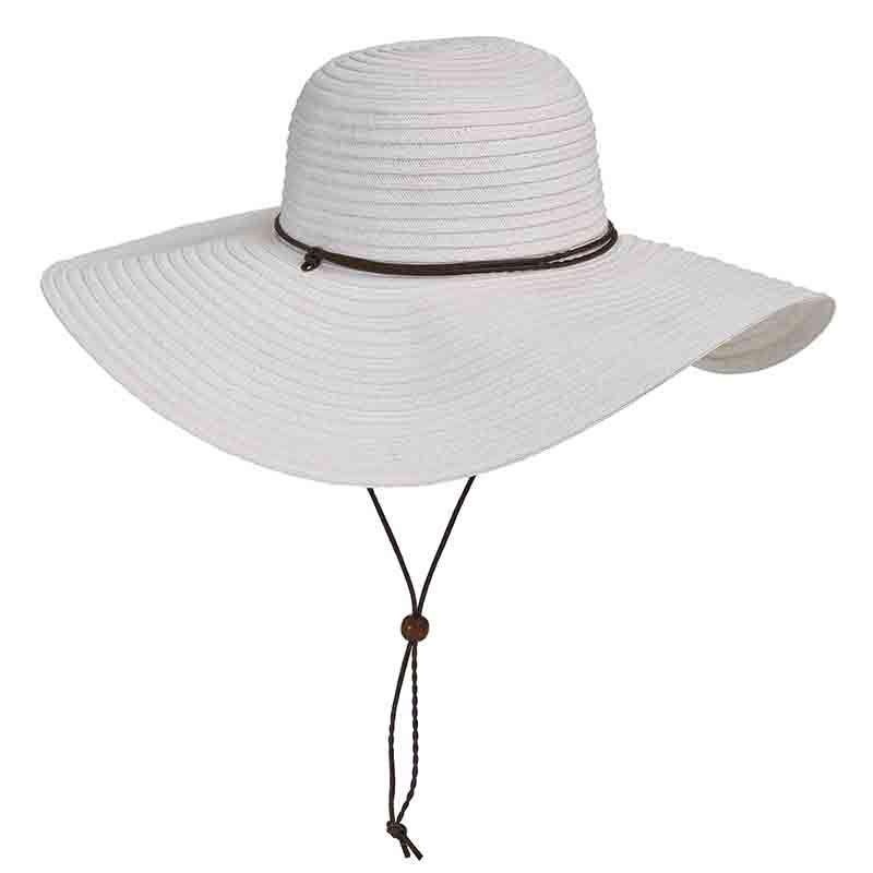 Tropical Trends Wide Brim Sun Hat with Chin Cord White