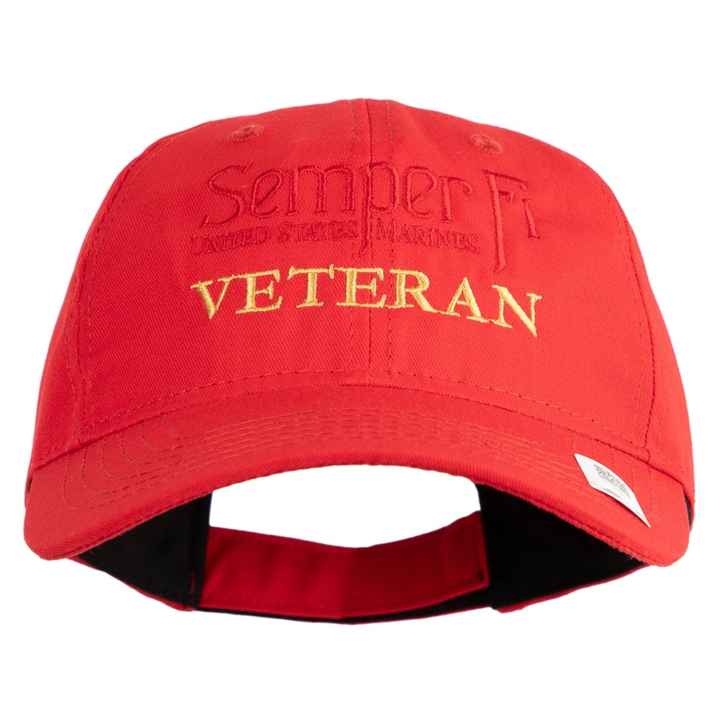 United States Marines Semper Fi Veteran Embroidered 6 Panel Unstructured Cotton Twill Cap Made in USA Red One Size