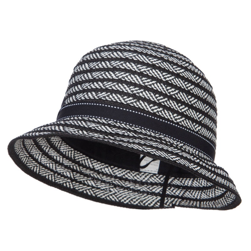 Women’s Bow Toyo Braid Cloche Black White One Size