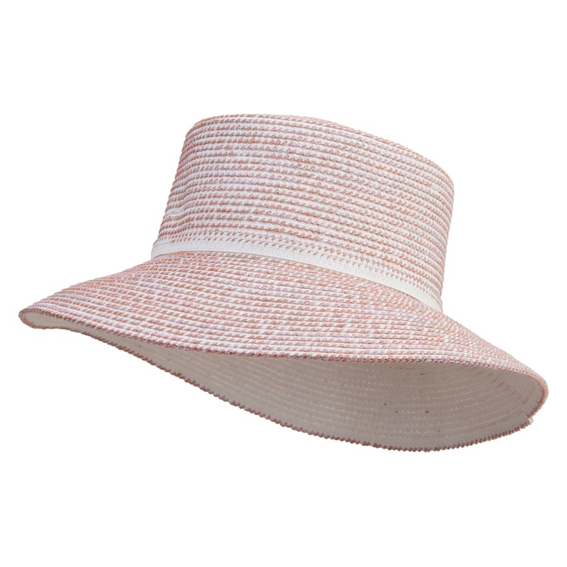 Women’s Paper Braid With Cotton Overstitching Hat Pink Mix Tan One Size