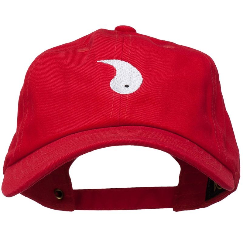 Yang Symbol Embroidered Washed Cap Red One Size