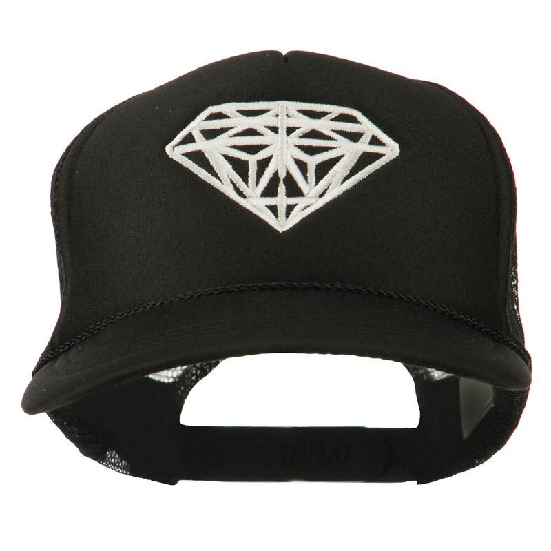Youth Big Diamond Outline Embroidered Mesh Cap Black One Size