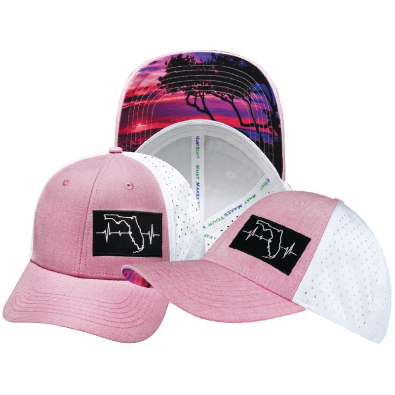 **YOUTH** Florida Hat – Low Profile – Ponytail – Pink / White – Laser Mesh