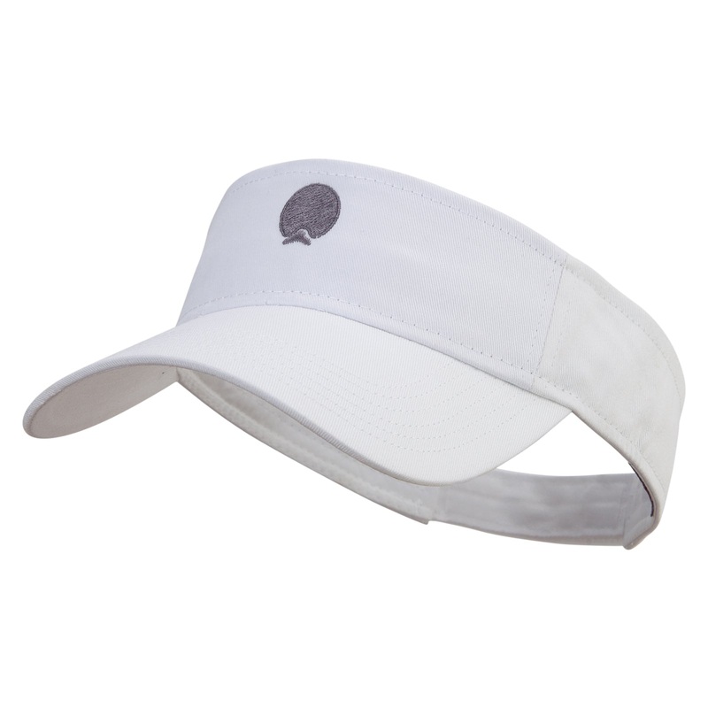 Zebra Footprints Embroidered Cotton Twill Sun Visor White One Size