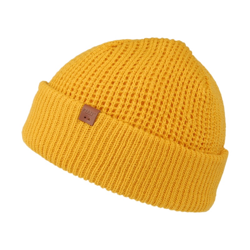 Barts Hats Adas Waffle Knit Cuffed Beanie Hat – Yellow 1-Size