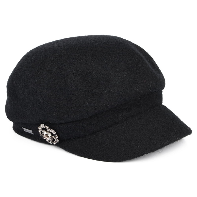 Betmar Hats Crystal Baker Boy Cap – Black 1-Size