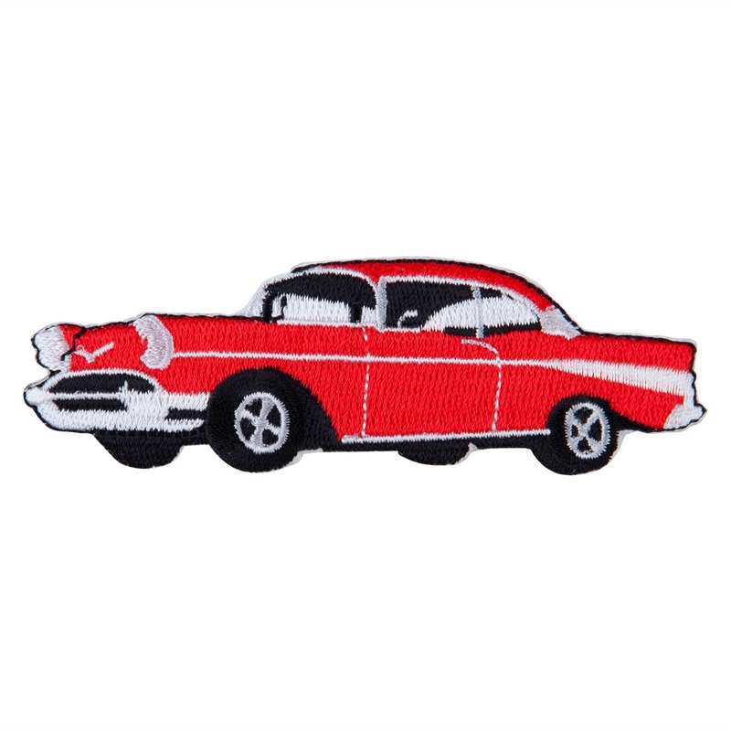 Cars-Red 57 Chevy Iron on Patch Red Black One Size