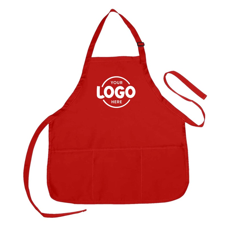 Custom Printed Nissun Poly-Cotton Apron with 3 Pockets APN1243 Black