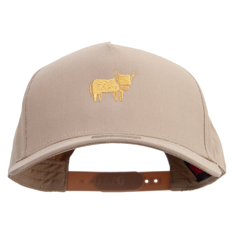 Highland Cattle Solid Cotton Twill 5 Panel Prostyle Snap Cap Khaki One Size