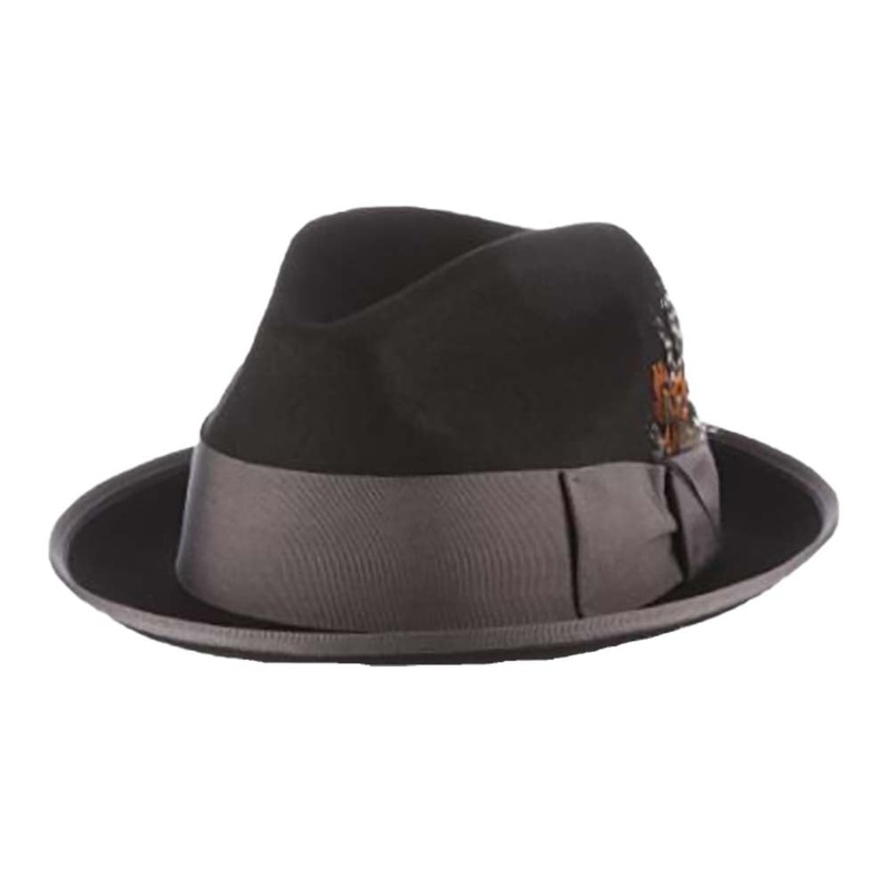 Hobart Wool Felt Fedora with 22-Ligne Grosgrain Band – Stacy Adams Hats Black X-Large (61 cm)