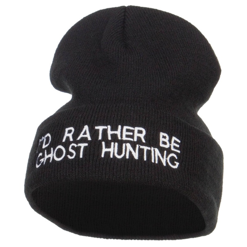 I’d Rather Be Ghost Hunting Long Beanie Black One Size