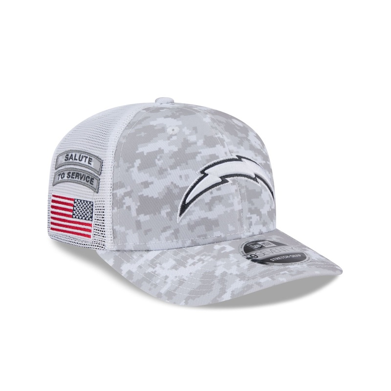 Los Angeles Chargers 2024 Salute to Service 9SEVENTY Trucker Hat One Size