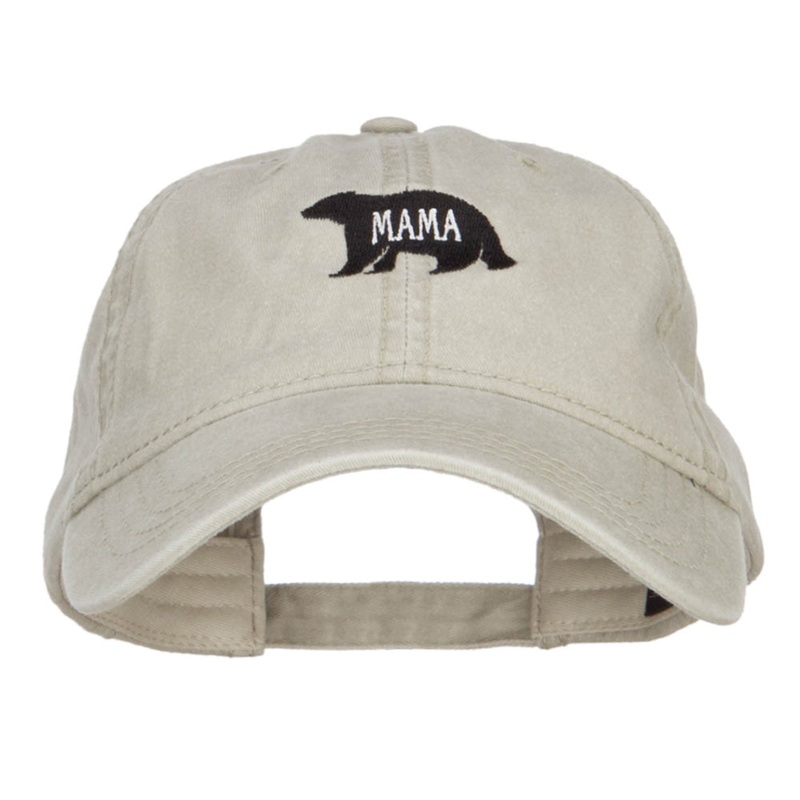 Mama Bear Embroidered Washed Cap Stone One Size