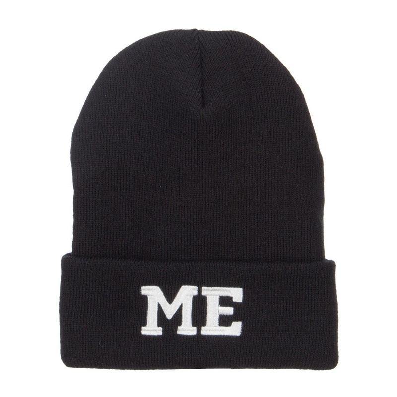 ME Maine State Embroidered Long Beanie Black One Size