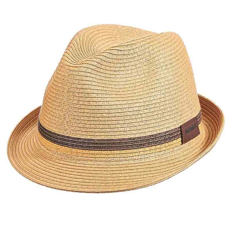 Natural Braid Fedora Hat with Two Tone Inline Band – Scala Hats for Men Natural Medium
