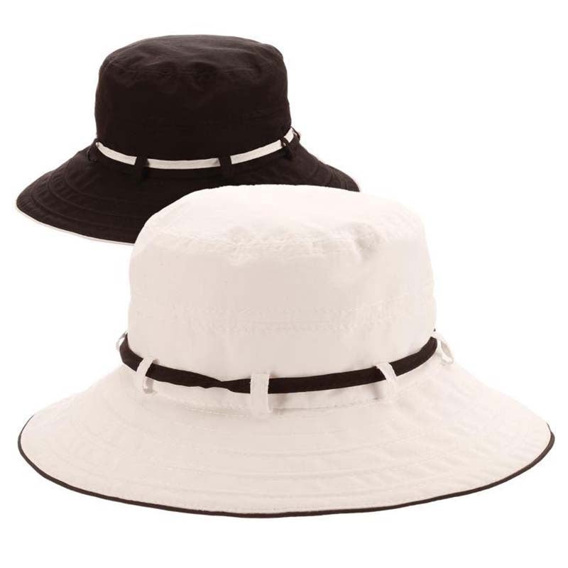 Petite Nylon Bucket Hat with Tie – Panama Jack Hats Black Small (22″)
