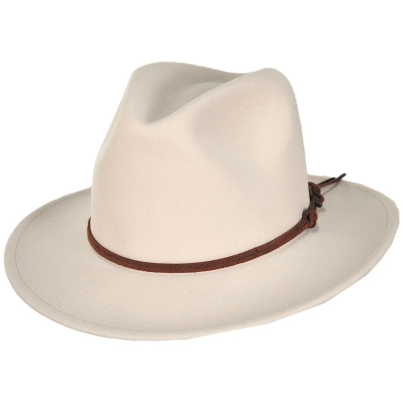Rattler Crushable Wool LiteFelt Safari Fedora Hat BEIGE S