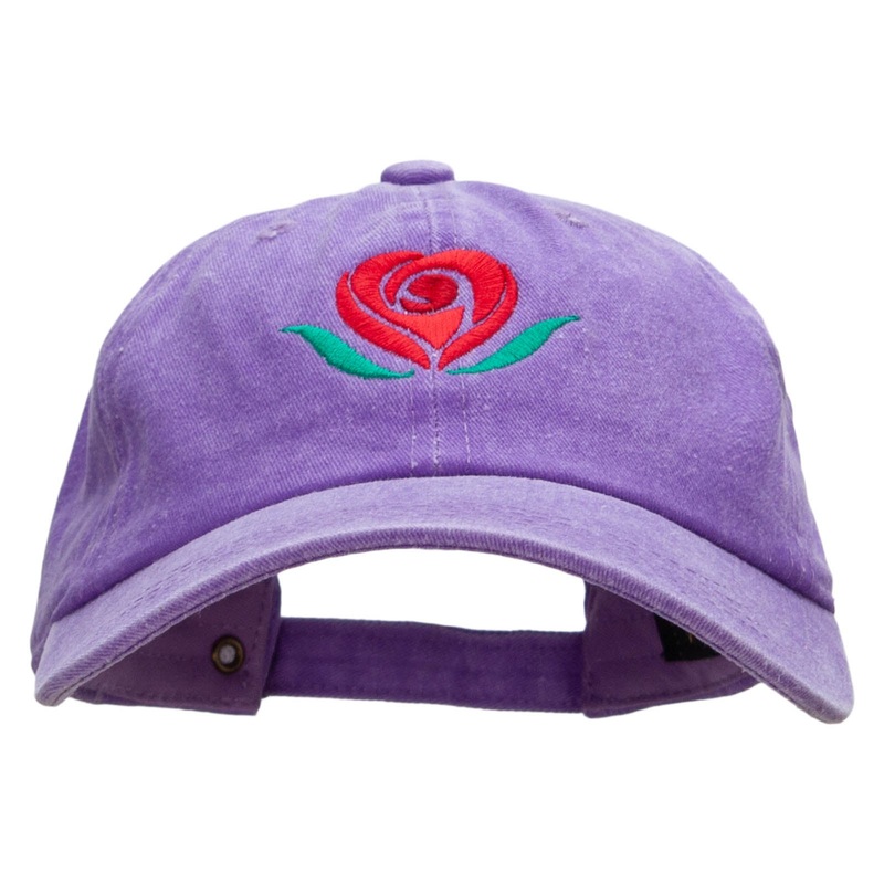 Rosey Heart Embroidered Unstructured Cotton Cap Purple One Size