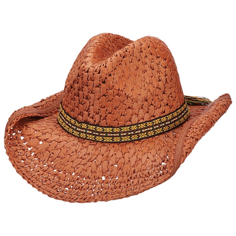 Scala Hats Outlier Crocheted Toyo Straw Outback Hat – Rust 1-Size