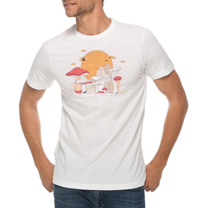 Shroomy Sunset Graphic Design Deluxe Jersey T-Shirt White XS