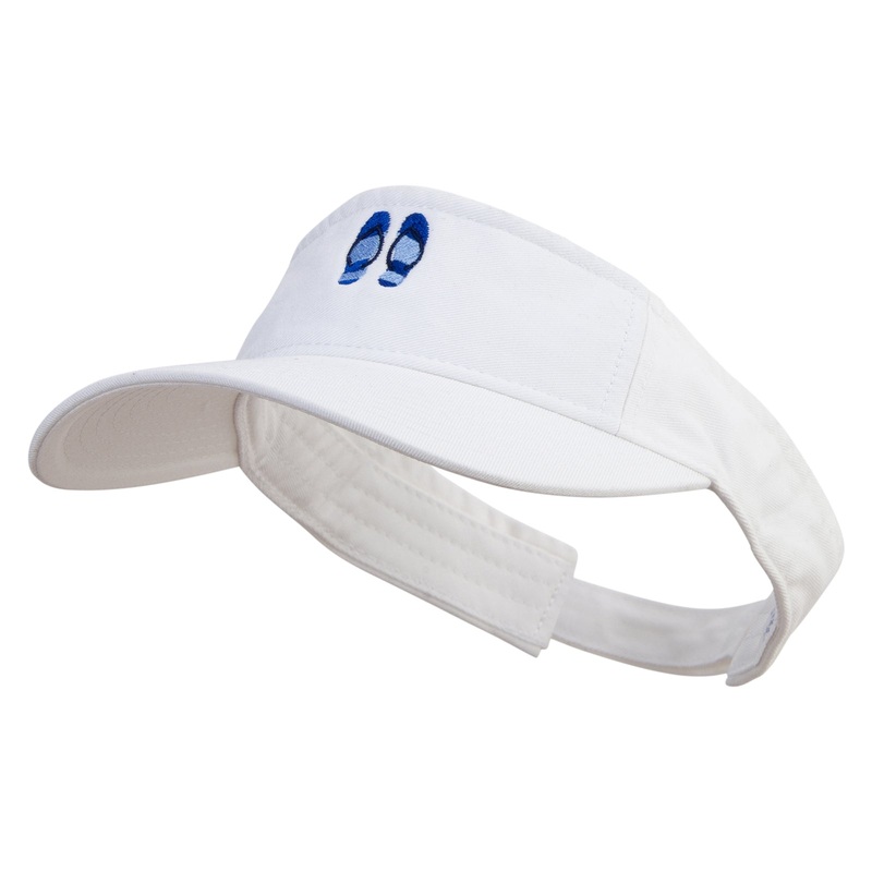 Summer Filpflop Icon Embroidered Pro Style Cotton Twill Washed Visor White One Size